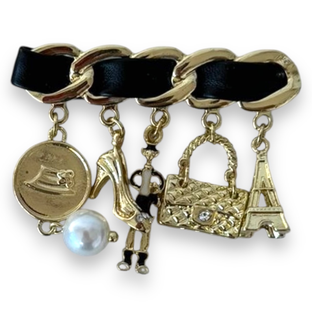 Булавка фигурная, 6,5см, золото, черный, жемчуг, шт. Булавки