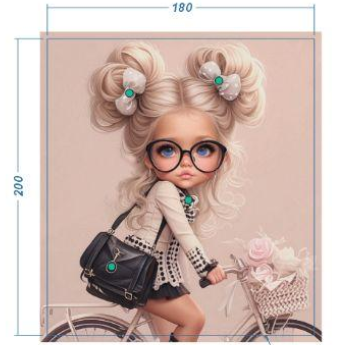 Аппликация композит, Девочка на велосипеде, 18*20см, королевский атлас, сублимация, лазер, SS20 32596, шт. Аппликация композит