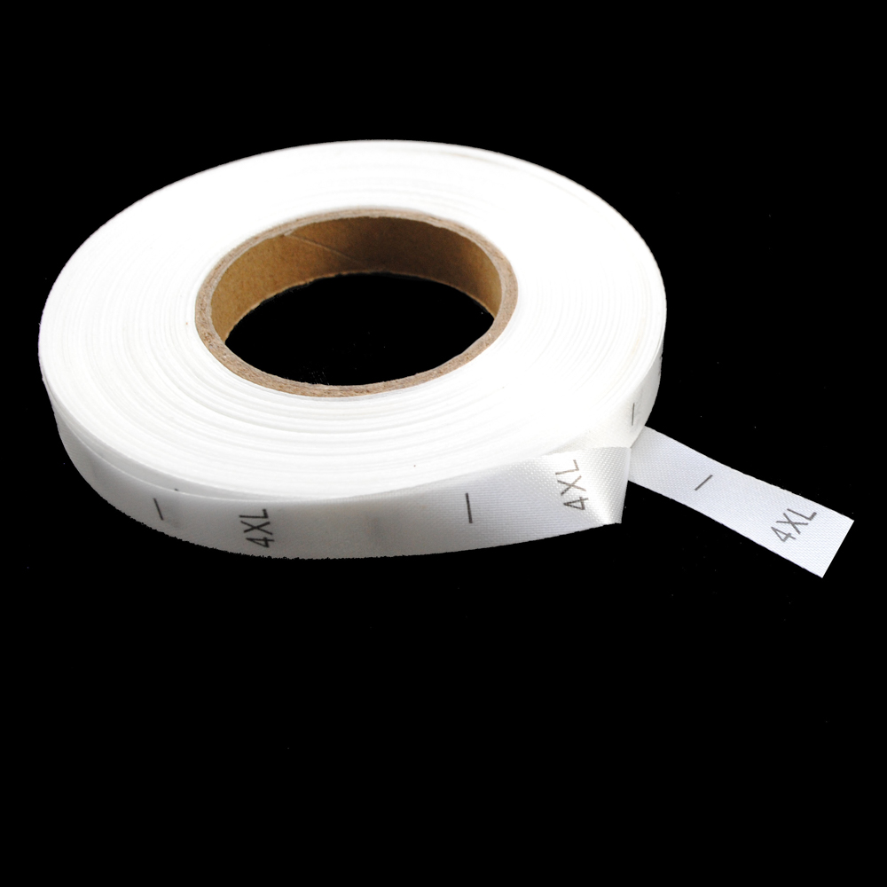 Размерник нейлон белый 4XL, лого черный, 50м, б. Размерник накатанный нейлон