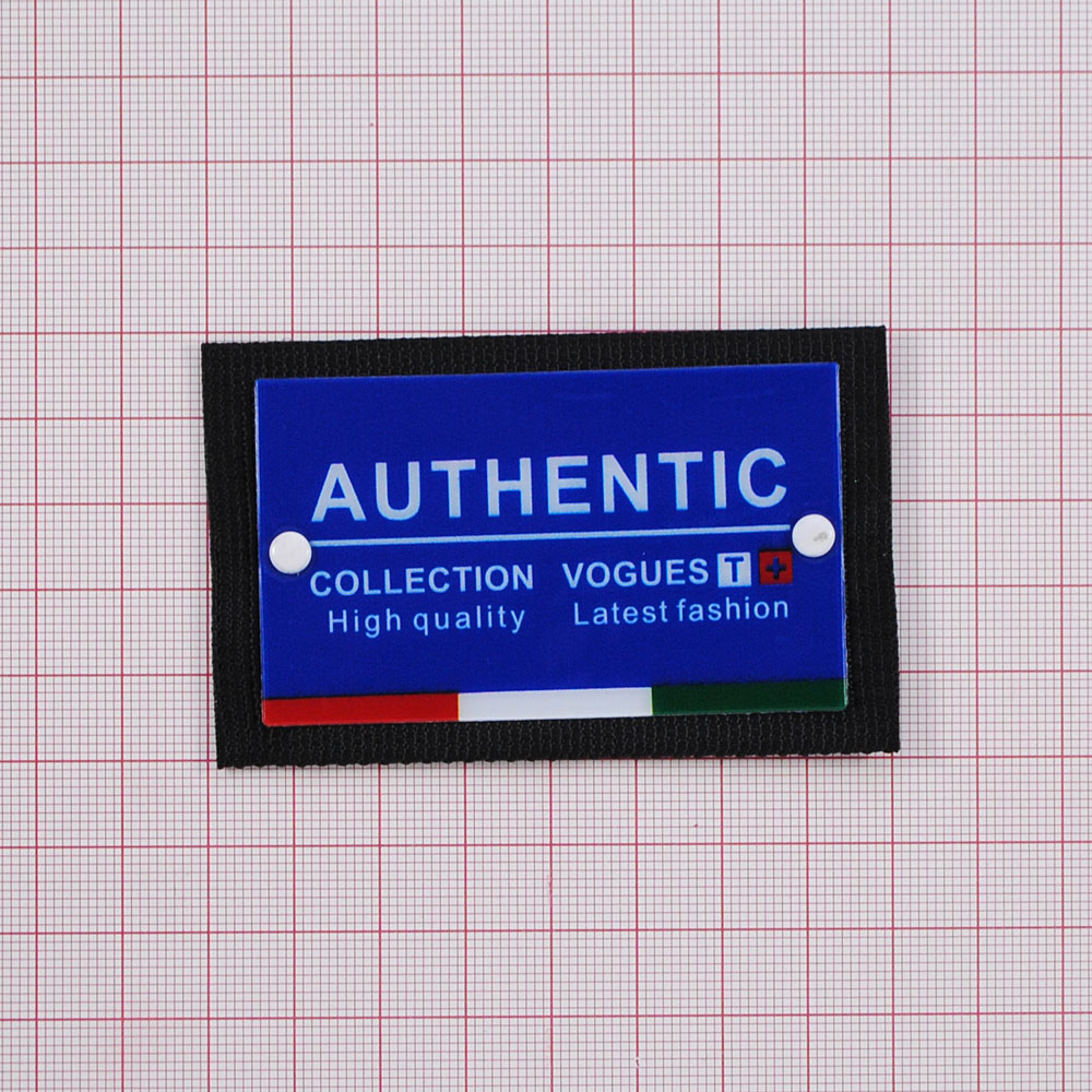Лейба ткань и клеенка, с хольнитенами  AUTHENTIC, 8*5см, черный, красный, белй, зеленый, синий,  шт. Лейба Ткань