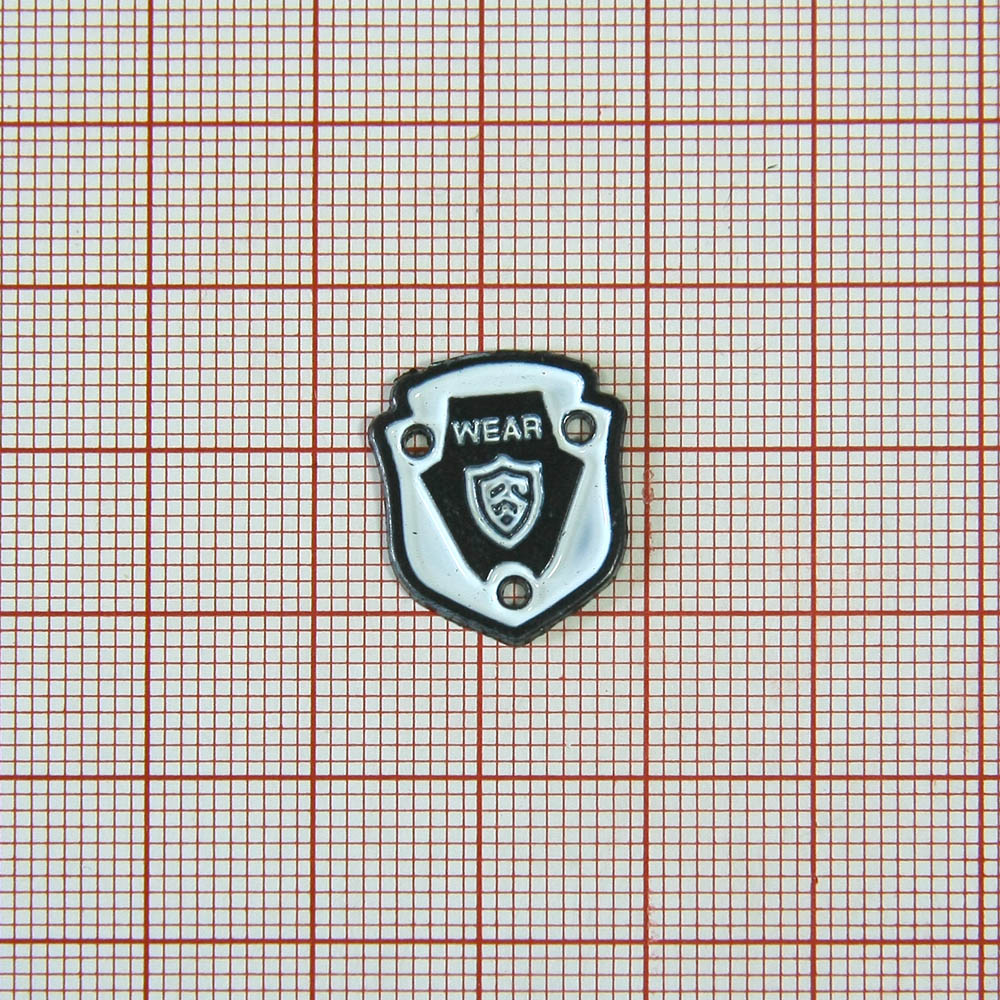 Лейба металл Wear Герб бело-черная эмаль. Лейба Металл
