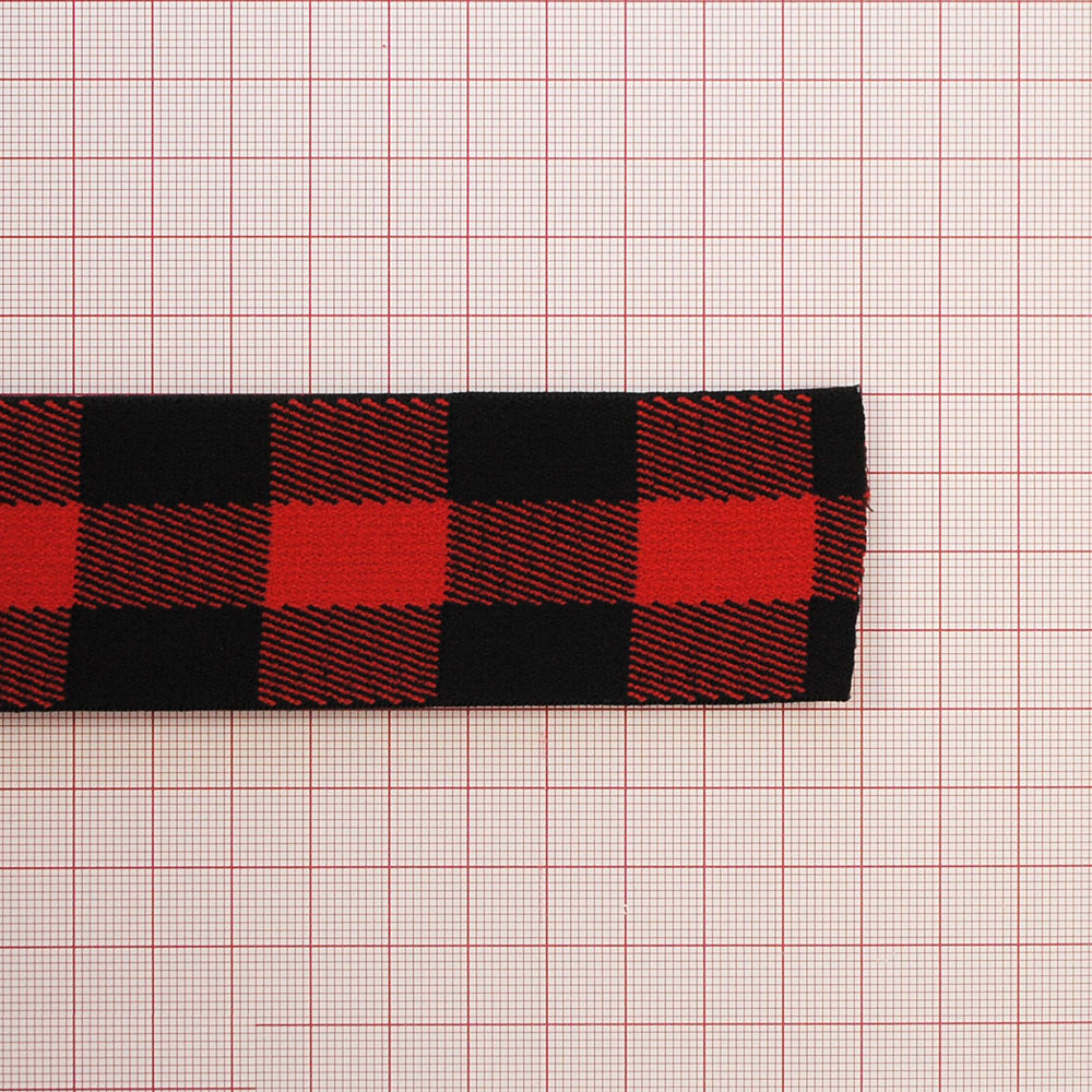 Резинка Клетка 4см красный, черный, 50ярд. Резинка