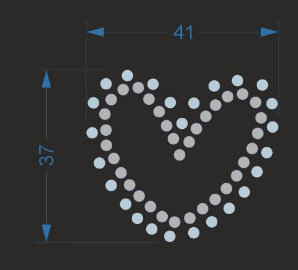 Аппликация из страз Сердце, 4,1*3,7cм, SS6,5 голубой хамелеон 62612 и серебро 62581,  шт. Аппликация клеевая
