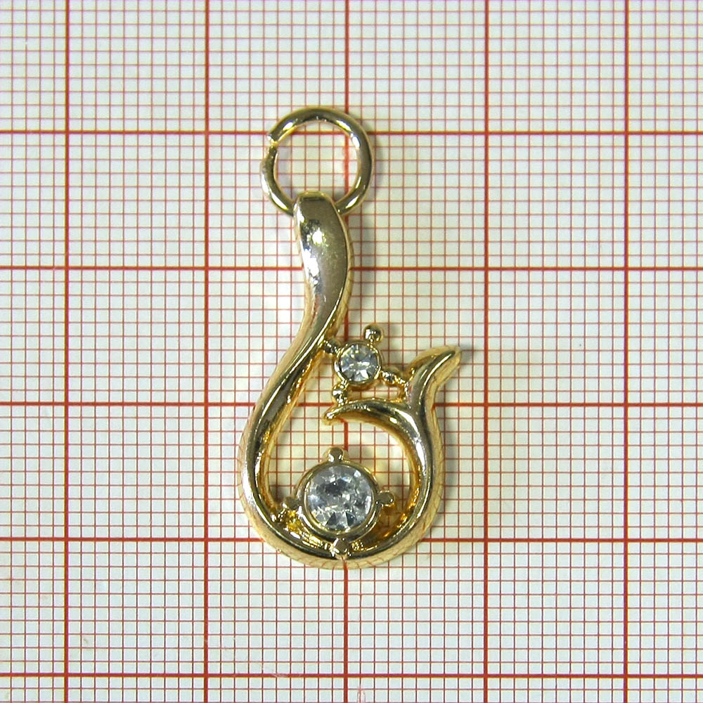 Подвеска металл HX- 014 Лилия, 33мм GOLD, белые камни, шт. Подвески