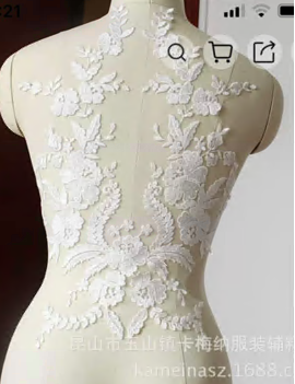 Аппликация вышивка Цветочное кружево, белый, ПАРА шт. Аппликации Пришивные Цветы Банты