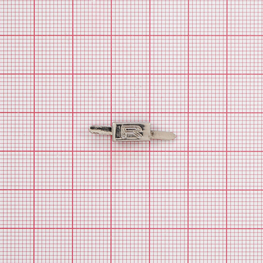 Краб металл R Rondo, прямоуг., 10*5мм, NIKEL,шт. Крабы Металл Надписи, Буквы