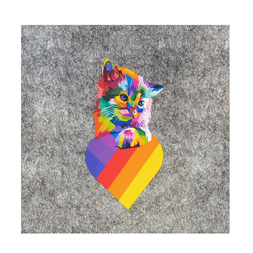 Термоаппликация №9-11 котик с сердцем (Likee) 7,5*13см, шт. Термопереводки Детские