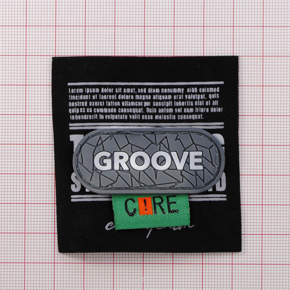 Лейба ткань и рез. Groove, 6,2*6,5см, сер., оранж., чёрн., зел., шт. Лейба Резина