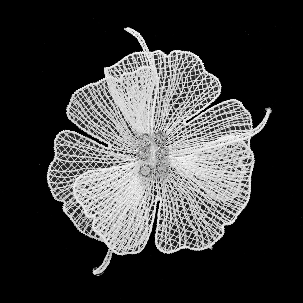 Аппликация пришивной Цветок, 10*10см, белый, стразы, шт. Аппликации Пришивные Цветы Банты