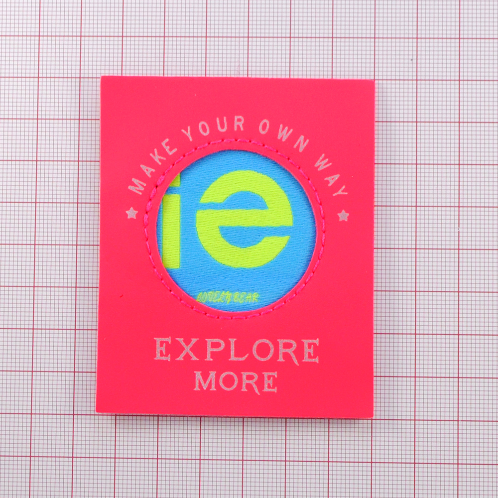 Лейба к/з и ткань Explore More, 8*6,5см, розовый фуксия, голубой, салатовый, шт. Лейба Кожзам