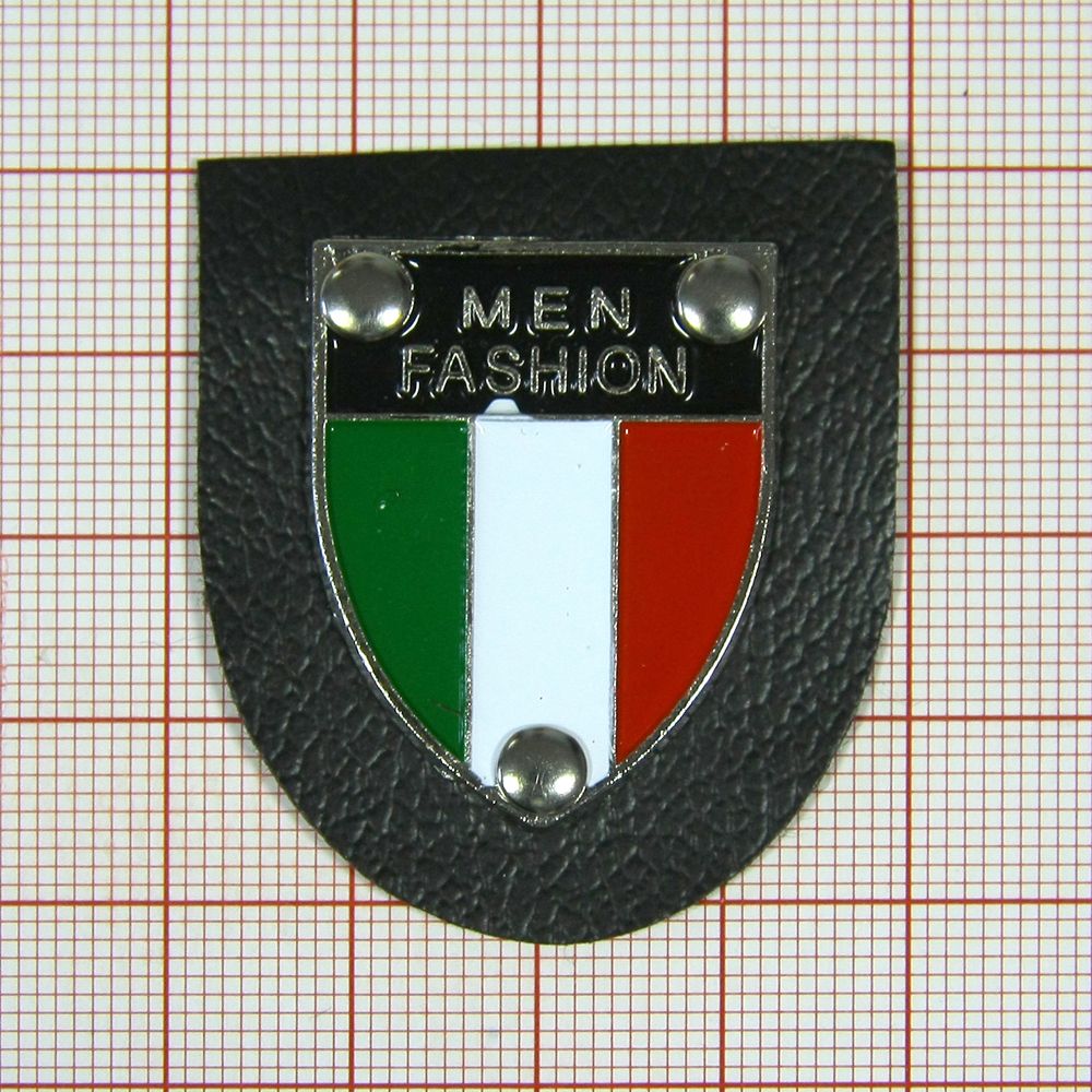 Лейба п/у Men fashion ITALY 40*45мм, черная, зелено-бело-красн.пластина . Лейба Кожзам