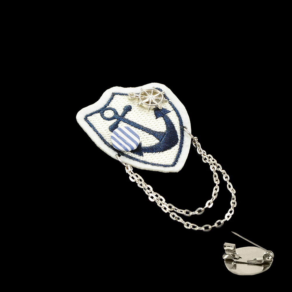 Брошь № 04 вышитый якорь, подвеска штурвал, цепи, шт . Броши