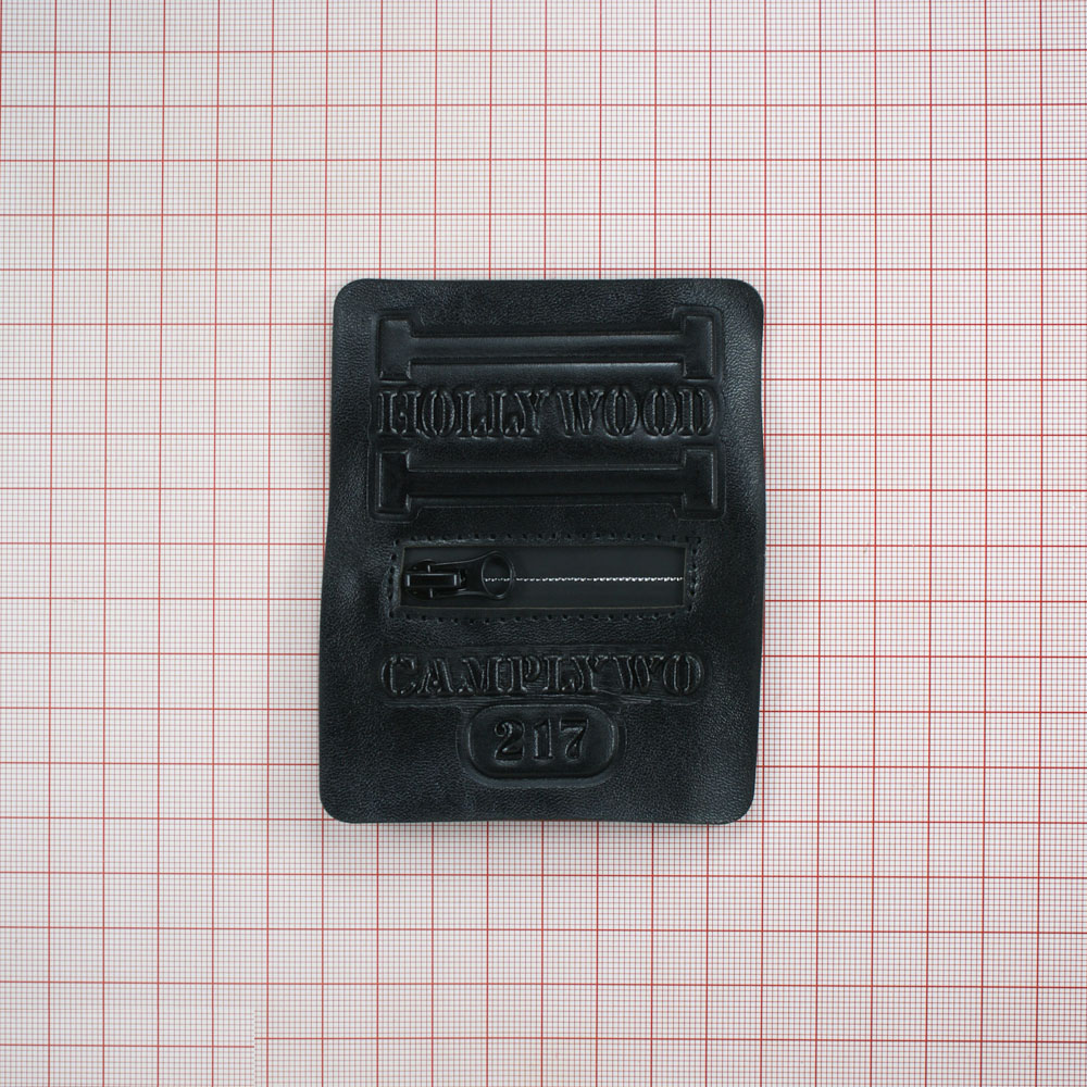 Аппликация пришивная кожзам HOLLYWOOD 217 карман прямоугольный, змейка 7,8*9,6см черный, шт. Нашивка Кожзам