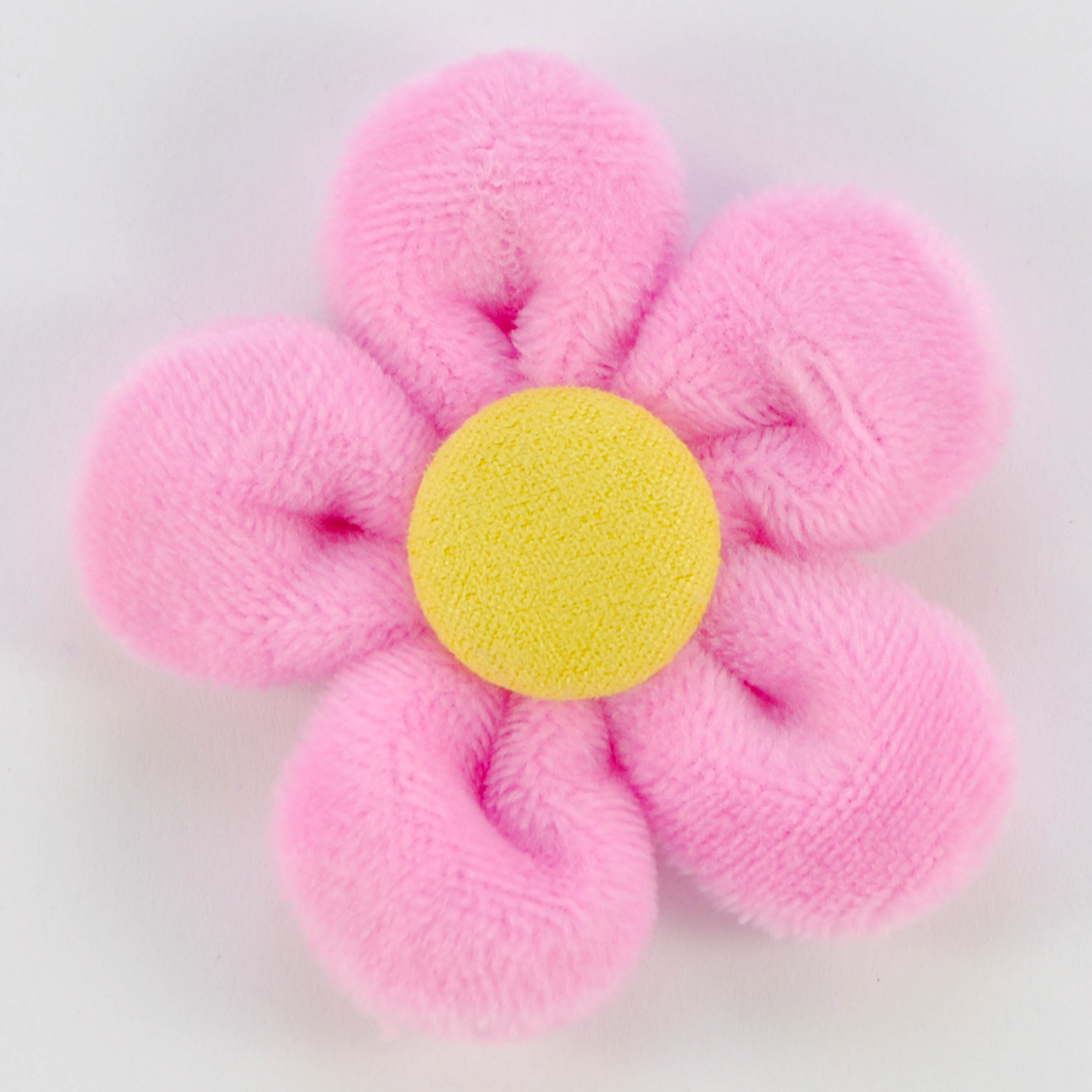 Аппликация тк. приш. дет. плюшевый цветок 5*5см, розовый, желт., шт. Аппликации Пришивные Кружевные Вязаные
