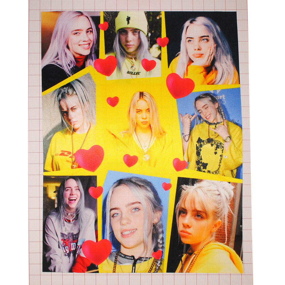 Аппликация пришивная Billie Eilish (коллаж) 18*24см, желтая /алтас/, шт. Аппликации Пришивные Постер