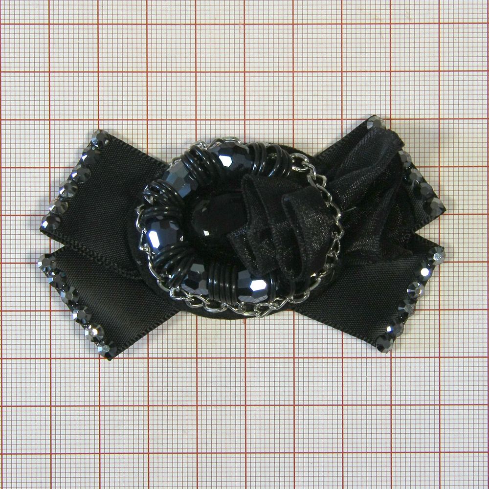 Аппликация декор обувная 32 БАНТ 2 ленты, Брошь-цепь, кольца, шт. Аппликации Пришивные Цветы Банты