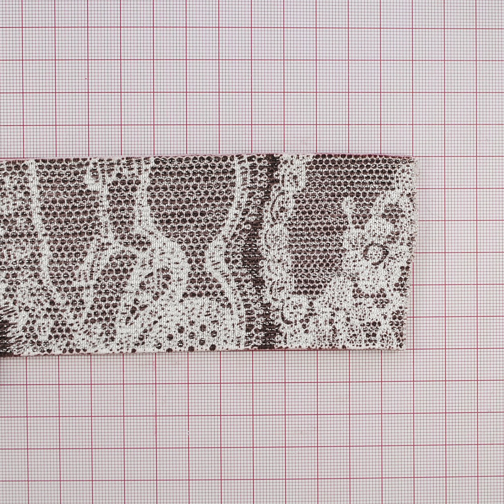 Резинка №05 6см узор серо-белый, люрекс серебро, ярд. Резинка