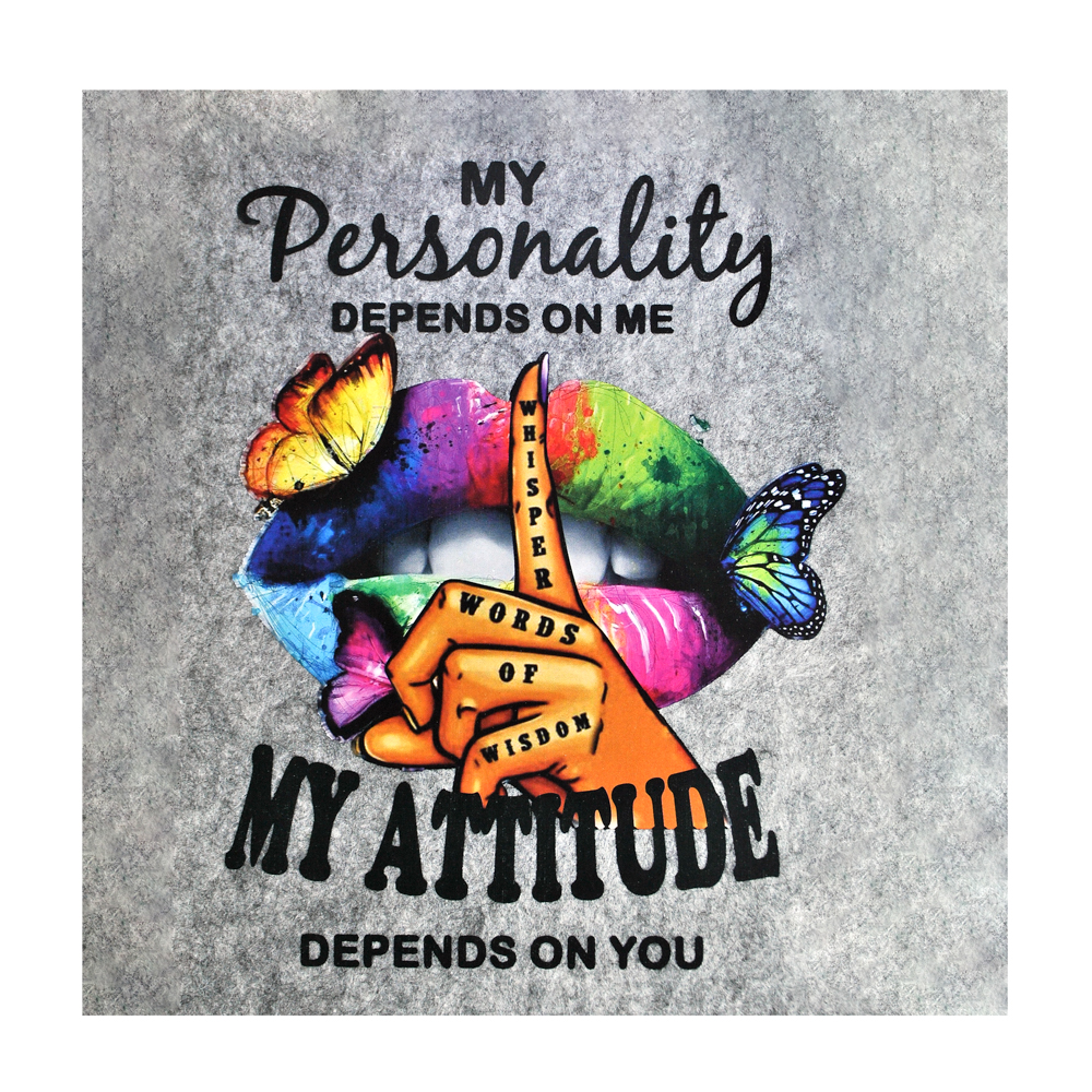 Термоаппликация Губы №22-4 (надпись с бабочками) 18,9*24,5см, шт. Термопереводки Сердца и Губы