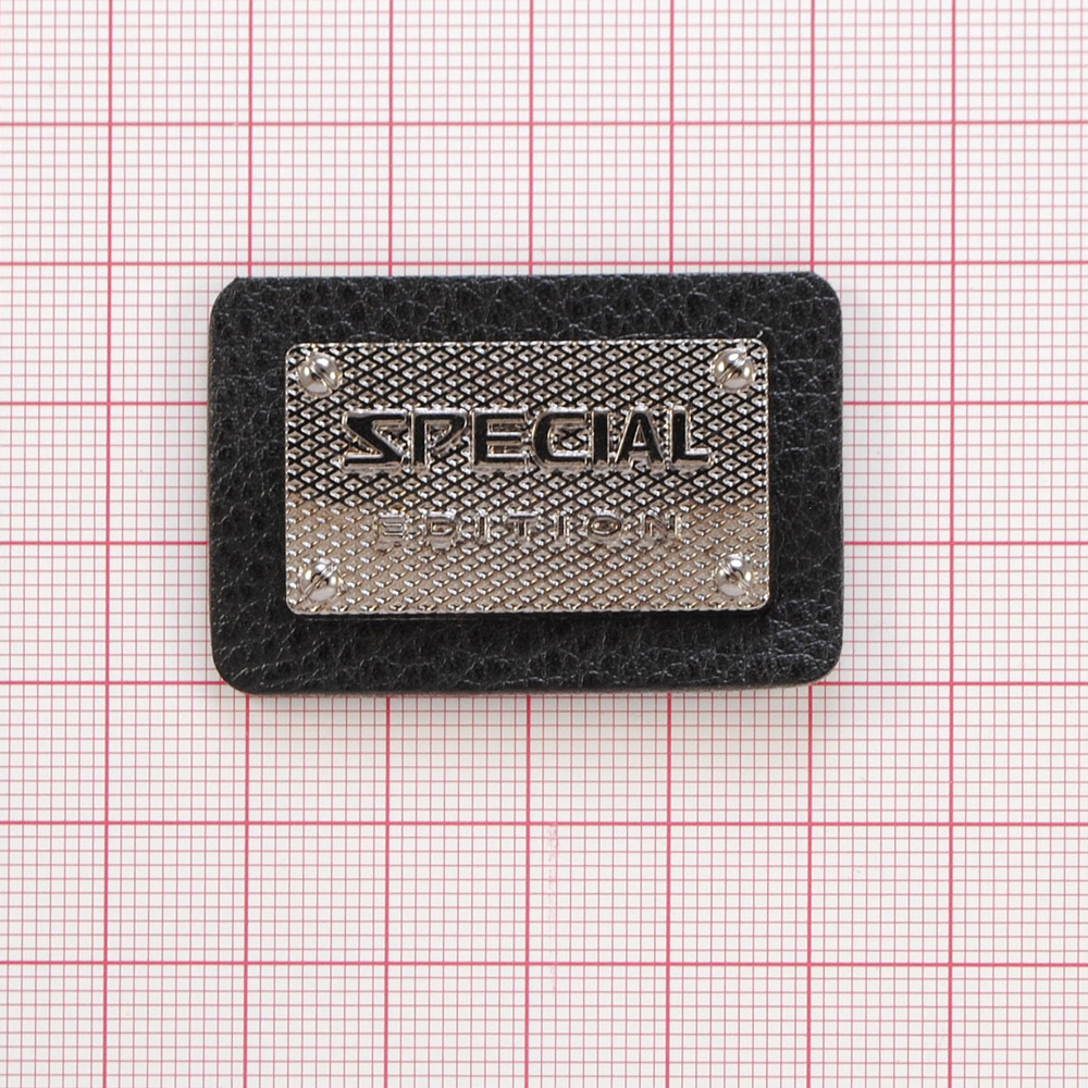 Лейба кожзам и металл Special Edition, 4,5*3см, черный, блек никель, шт. Лейба Кожзам