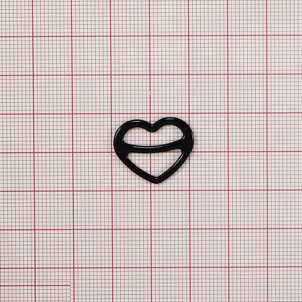 Перетяжка бельевая металл Сердце 11*15,1мм (внутр.), 17,5*20,8мм (внешн.), черный, 1т.шт, уп. Перетяжка бельевая