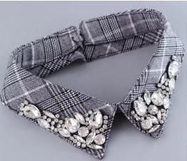 Воротник с белыми камнями, серый, черный, белый, шт. Воротники