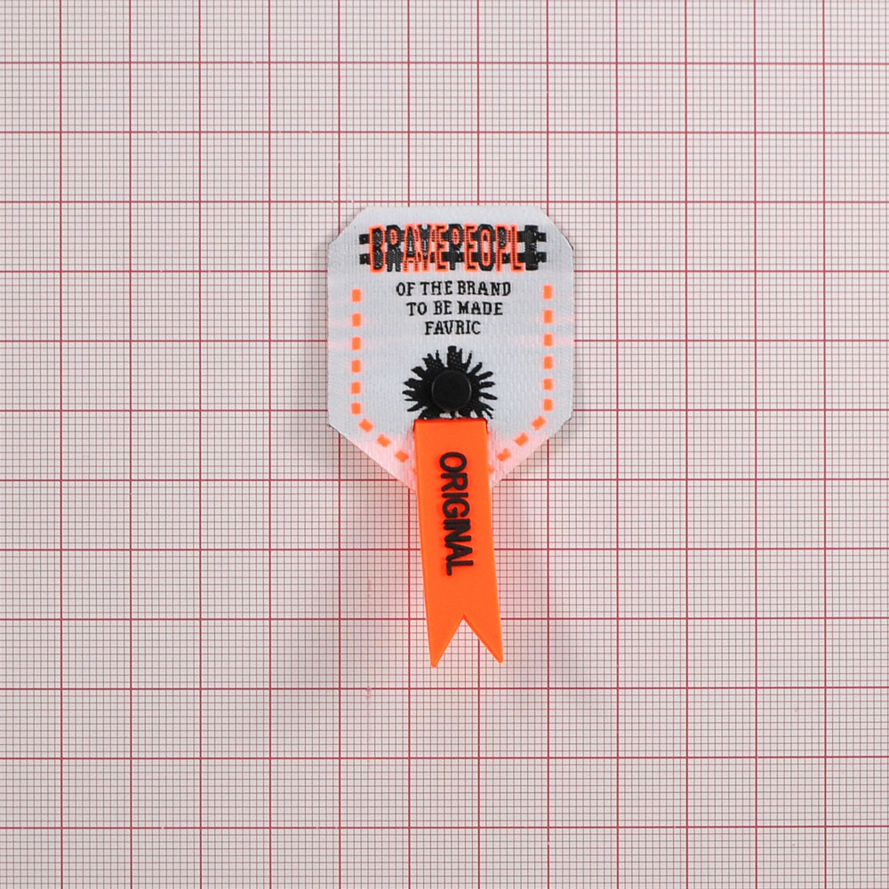 Лейба тканевая с резиновой подвеской BRAVE PEOPLE, 3,5*6,5см, черный, белый, оранжевый, шт. Лейба Ткань