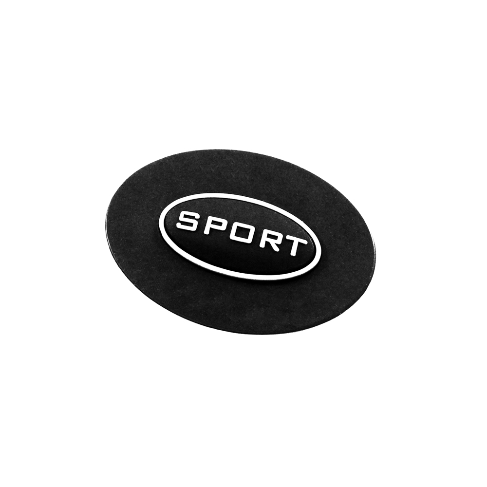 Лейба № 34 SPORT овал, черная, серый, 5*3,4см. Лейба Кожзам