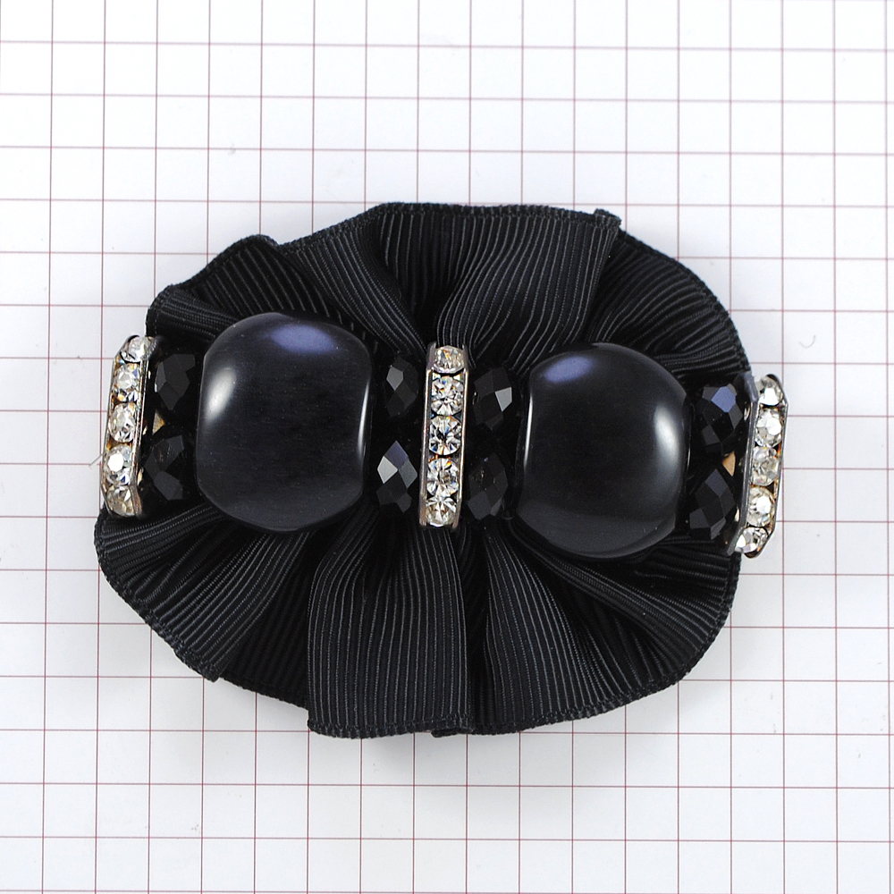 Аппликация декор черный, Бусины, украшение стекло Мост. Булавки и броши