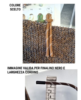 Шнур 5мм с металл наконечниками, 300см, беж с белым, черный оксид (№96), шт. Шнур