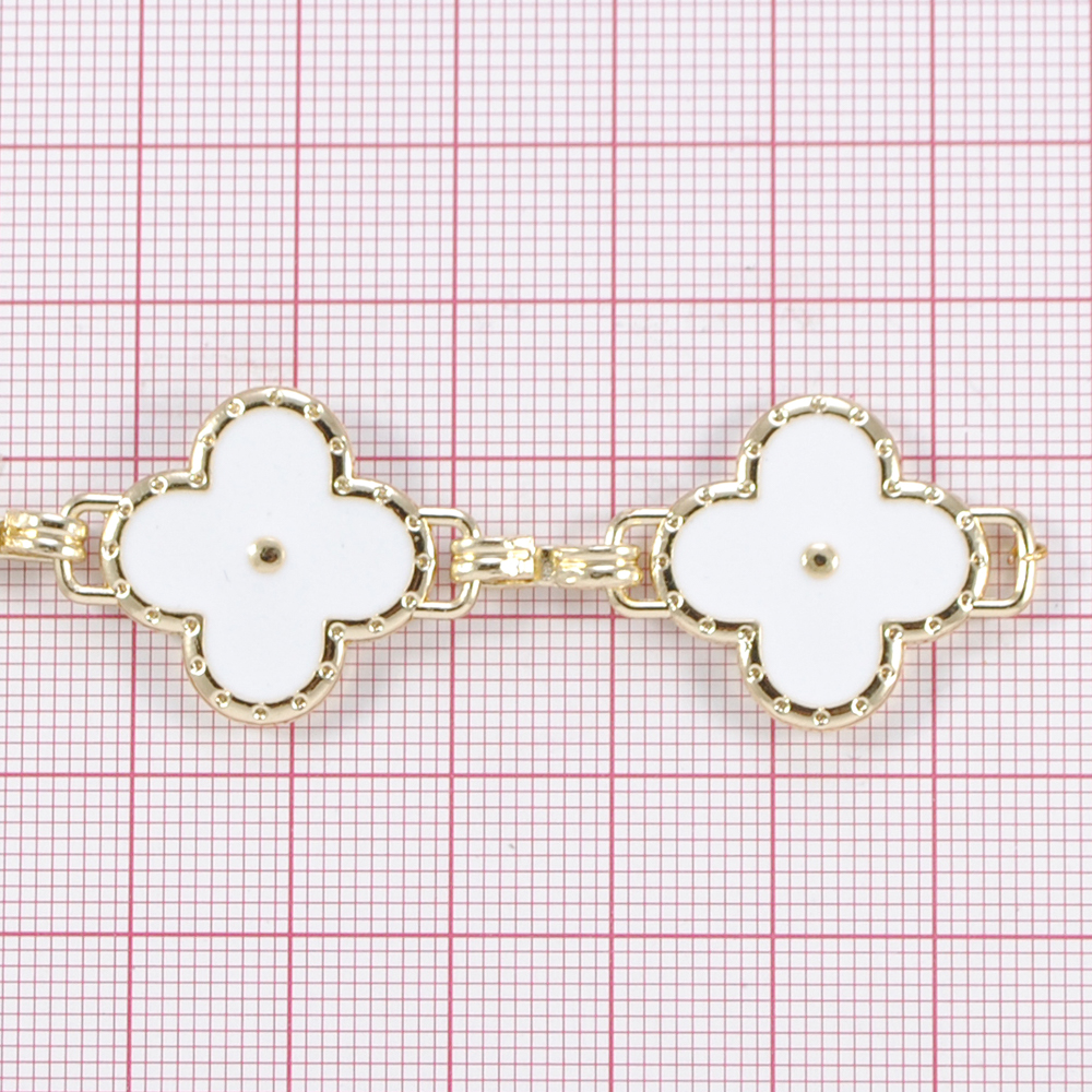 Тесьма с эмалью,  2,2см, белый, черн., золото, ярд. Тесьма из страз