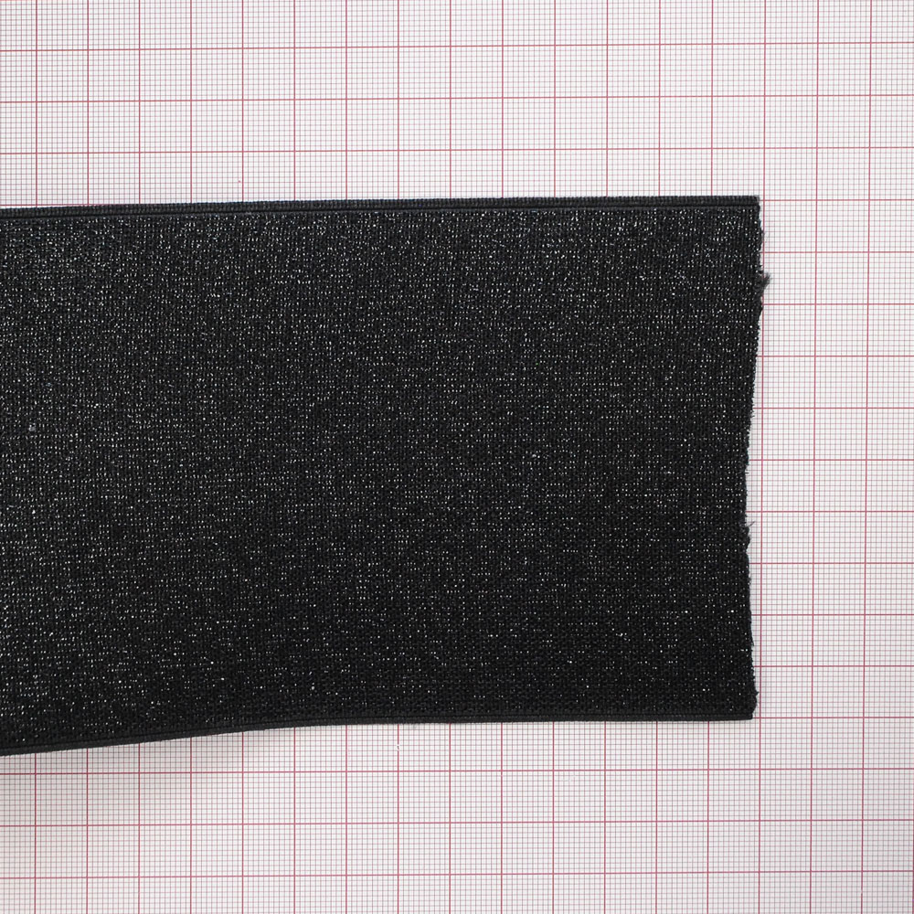 Резинка обувная с люрексом, 10см, черный, серебро, ярд. Резинка