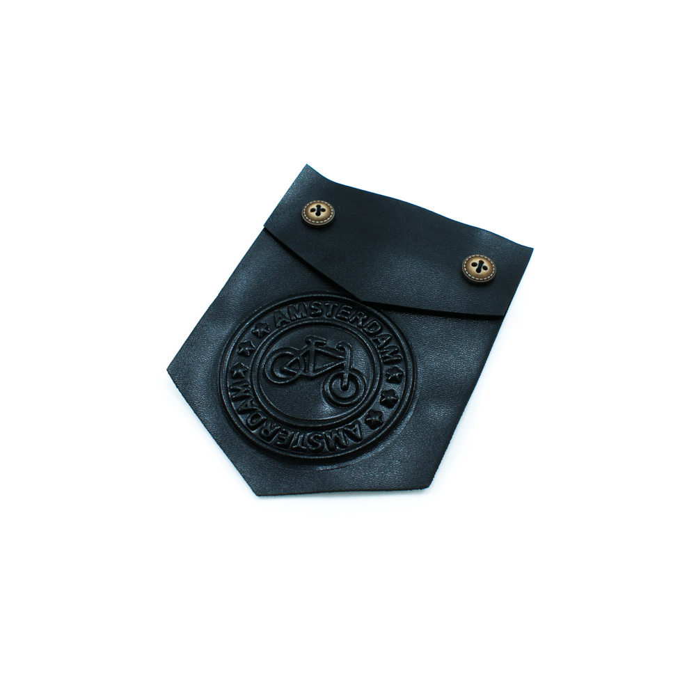 Аппликация пришивная кожзам Велосипед карман пятиугольный, металл 9*12см черный, шт. Нашивка Кожзам