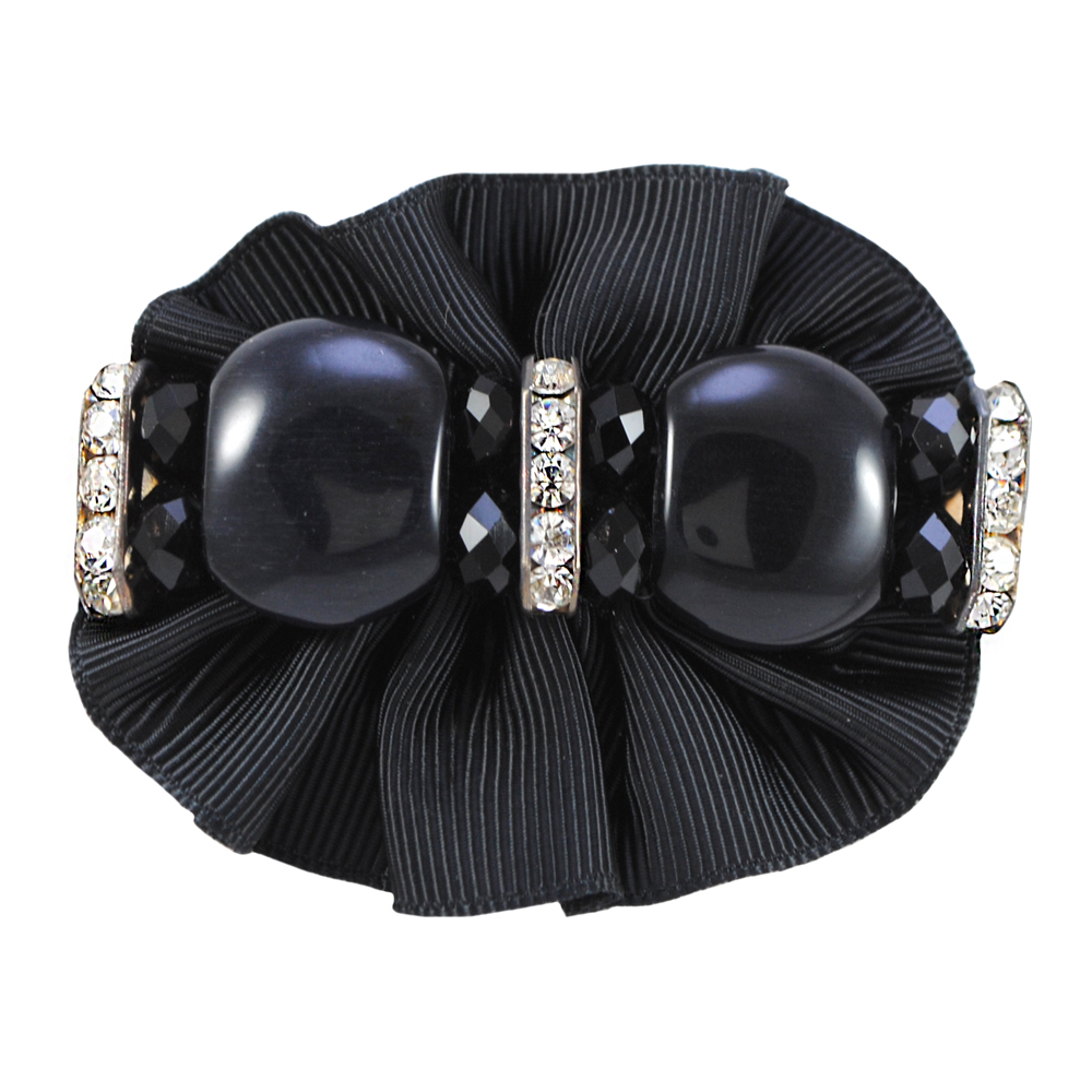 Аппликация декор черный, Бусины, украшение стекло Мост. Булавки и броши