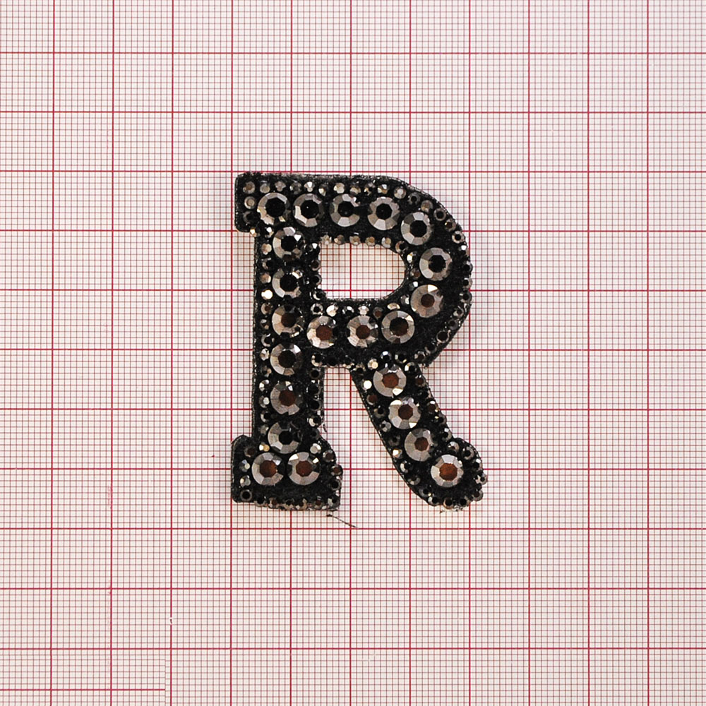 Аппликация клеевая стразы R 5,5*4,3см, черный, камни хематит, шт. Аппликации клеевые Стразы комб.