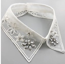 Воротник сетка с белыми камнями, белый, шт. Воротники