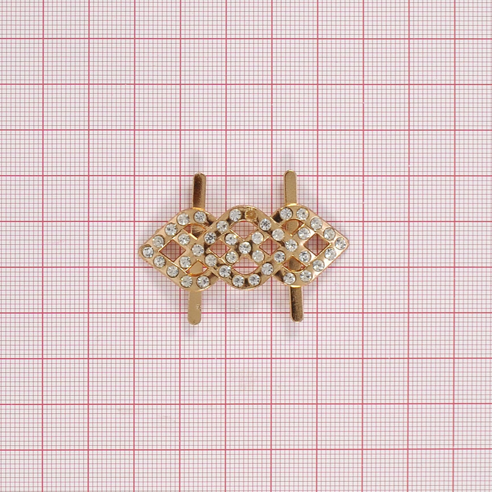 Краб металл Плетенка 45*18 GOLD, белые камни, шт. Крабы Металл Геометрия Декор