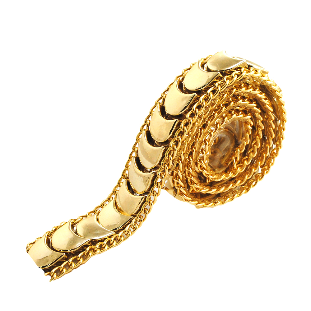 Тесьма стразы клеевые Полумесяцы 20мм цепь GOLD, камень 13*10мм, ярд. Тесьма из страз