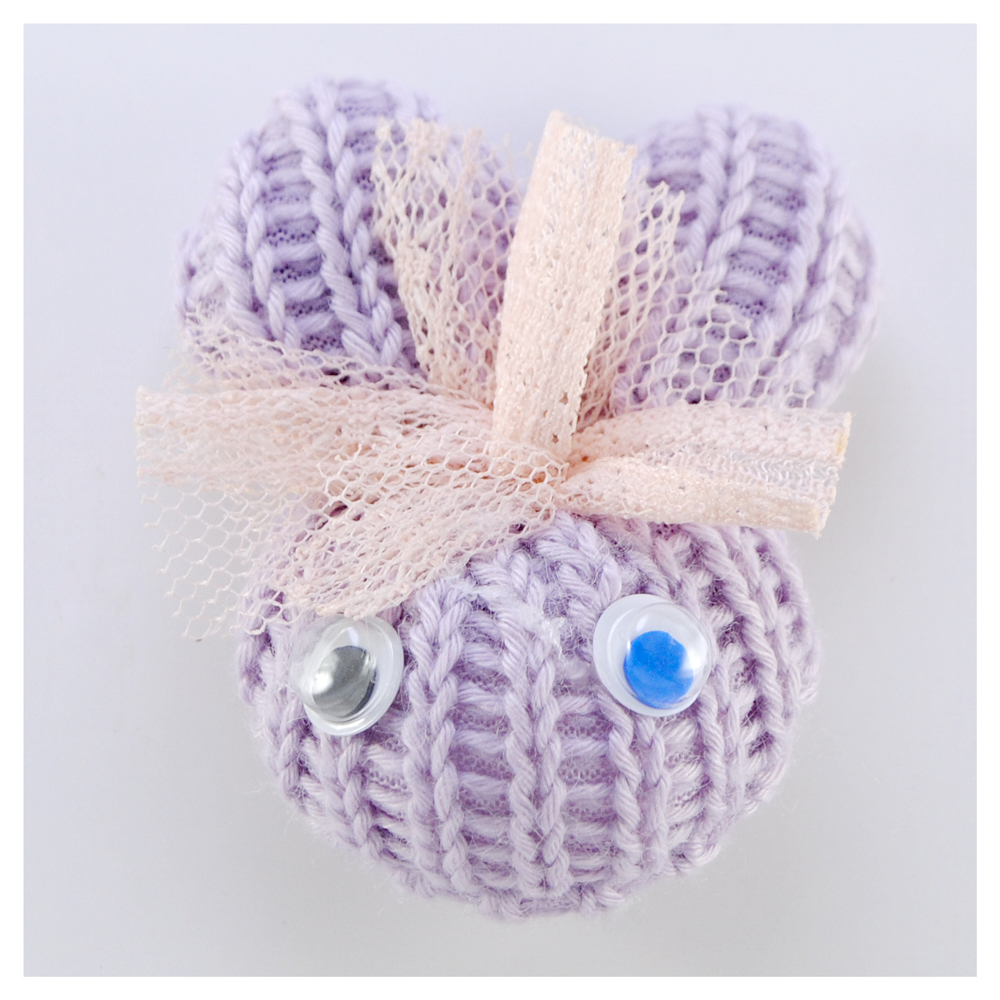 Аппликация тк. приш. дет. зайчик вязаный 4*6см, лиловый, роз., шт. Аппликации Пришивные Кружевные Вязаные