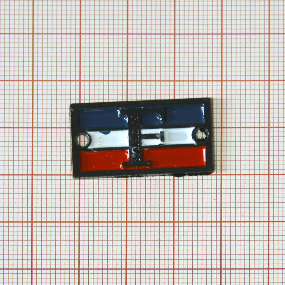 Лейба металл Франция F black, синий, белый., красная эмаль, 30*15мм. Лейба Металл