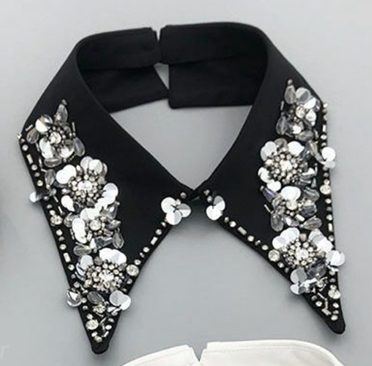Воротник декор, бисер, пайетки, черный,  шт. Воротники