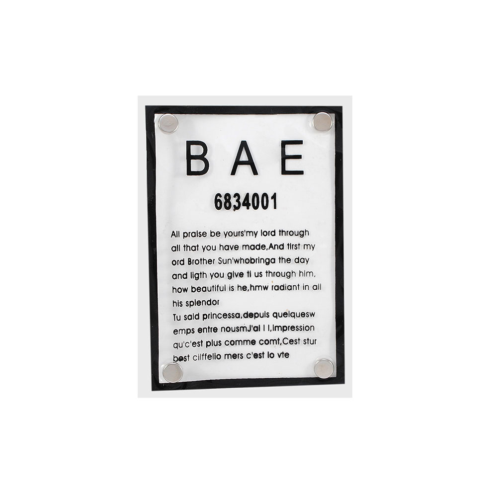 Лейба клеенка с хольнитенами BAE, 8,5*11,5см, черный, никель, прозрачный, шт. Лейба Клеенка