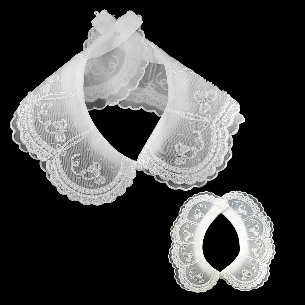 Воротник декор, 50*9см, стразы, бисер, кружева, белый,  шт. Воротники