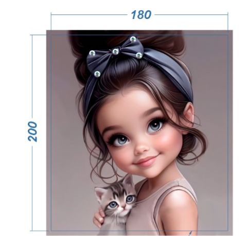 Аппликация композит, Девочка с котенком, 18*20cм, корол. атлас, сублимация, лазер, SS30 32601, шт. Аппликация композит