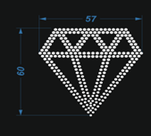 Аппликация из страз Алмаз, 5,7*6см, SS,5 серебро 62581, шт. Аппликация клеевая