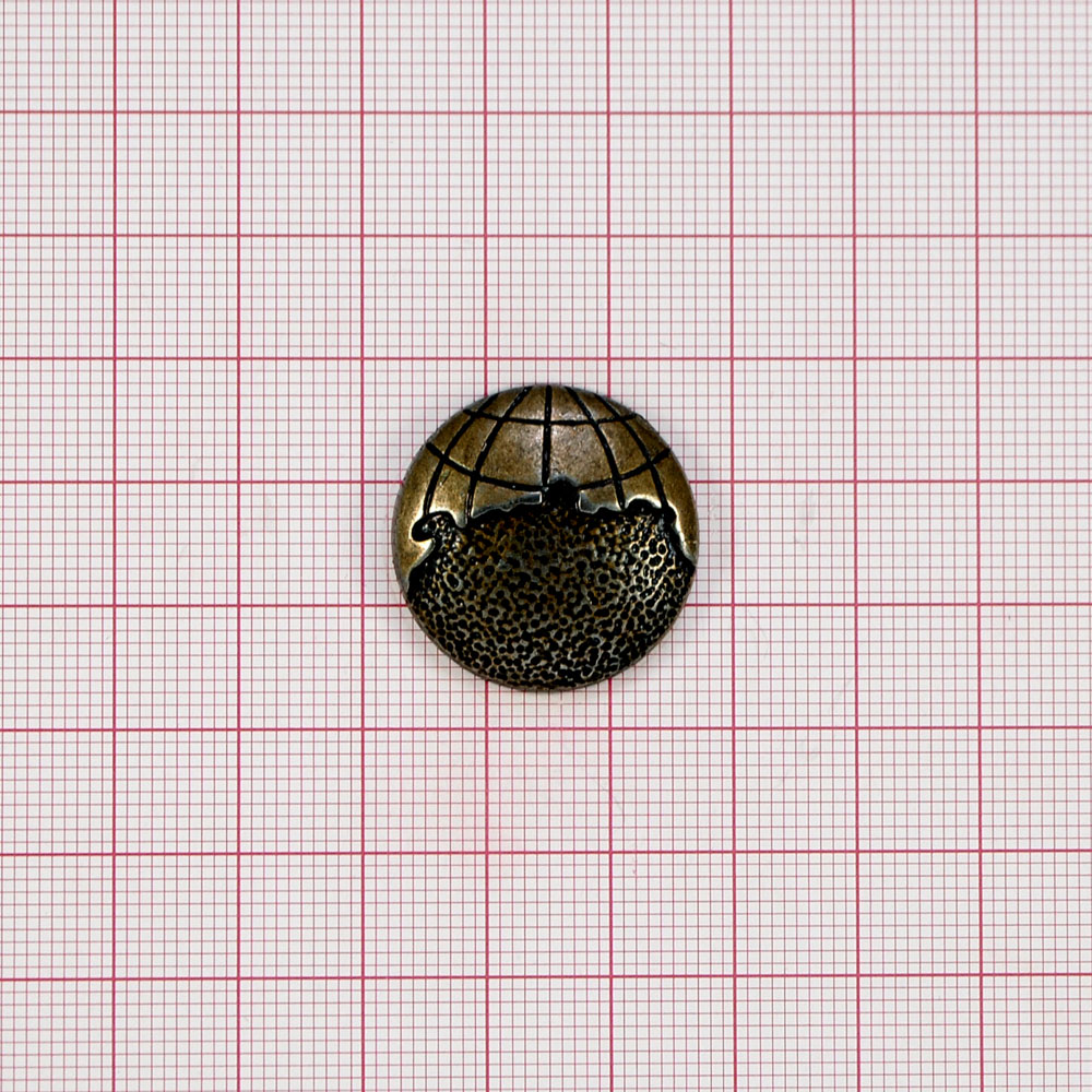 Пуговица TR-1046-40 Глобус ANT 24мм. Пуговица металлизированная