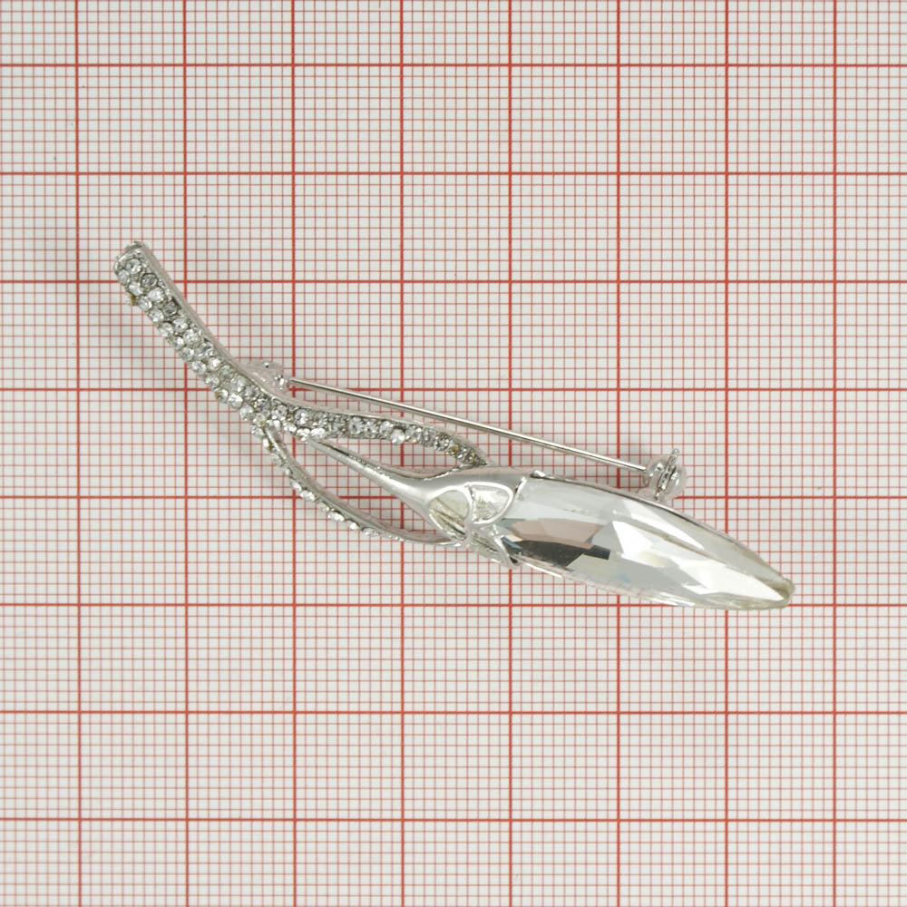 Брошь Подснежник Кристалл NIKEL, белые камни, шт . Броши