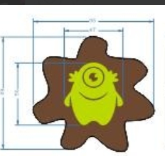 Аппликация композит, Монстр, 9*9,5см, нубук, лазер, DTF флуоресцент, шт. Аппликация композит