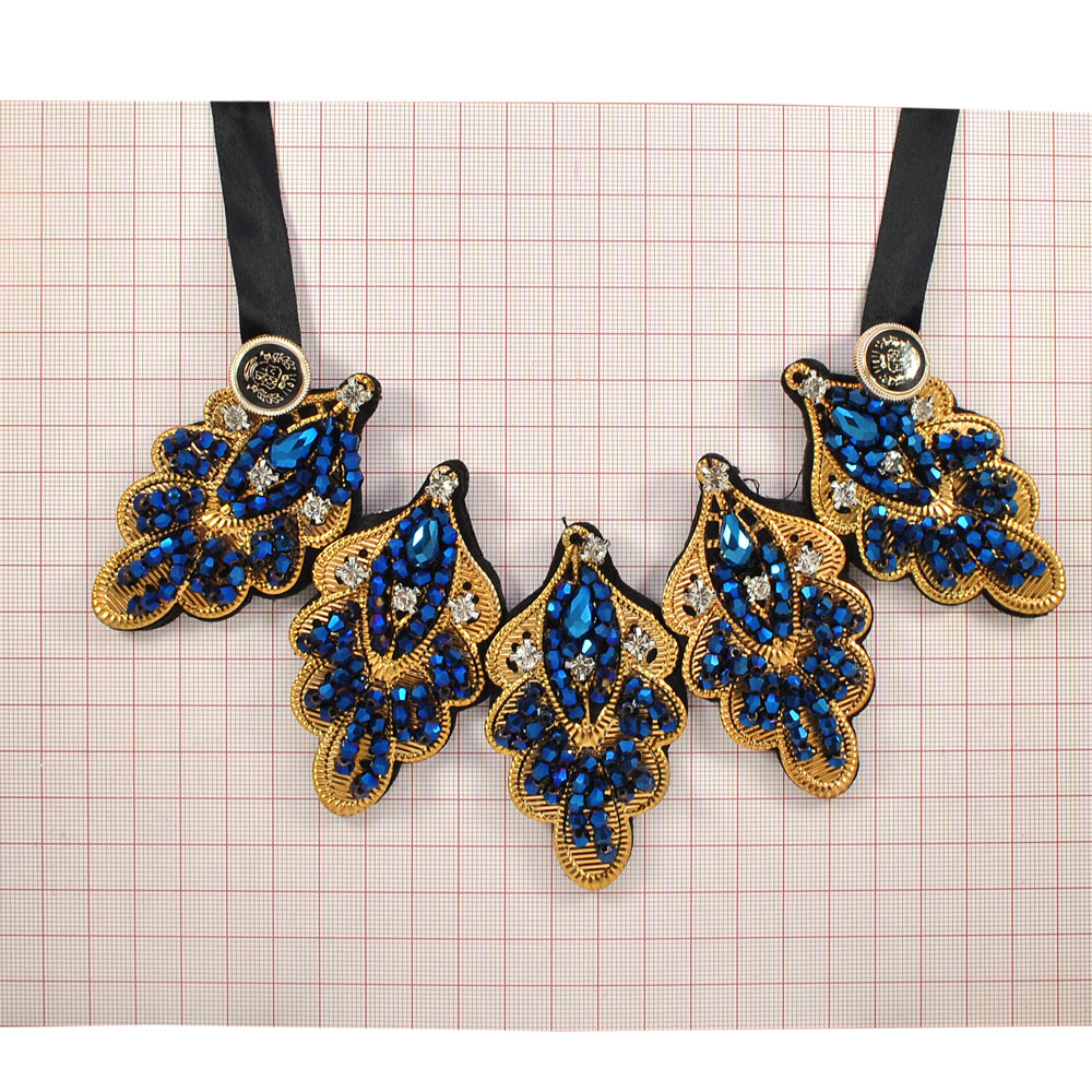 Воротник завязки 5 листов синие, камни, белые, GOLD, шт. Воротники