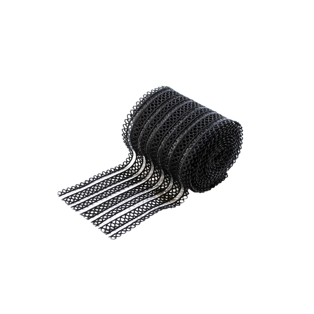 Резинка ажурная 5,3см черный, 48ярд. Резинка