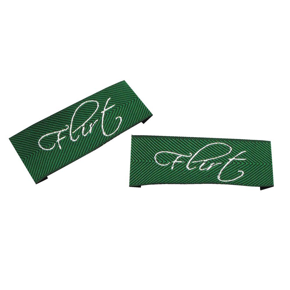 Этикетка тканевая вышитая шт. Flirt 2,5*7см зеленая, серебро, шт. Вышивка / этикетка тканевая